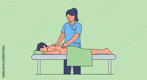 Therapist giving a back massage to a patient on a massage table