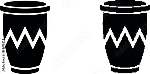 Simple black conga drum icon vector illustration on transparent background