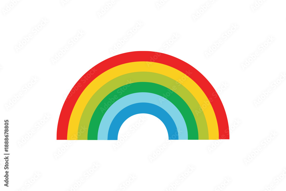 Fototapeta premium Colorful rainbow illustration with six bands of colors on a white background