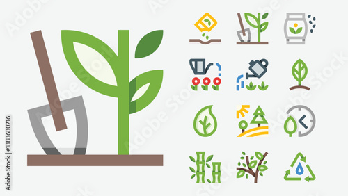 Earth Day and eco awareness icons set