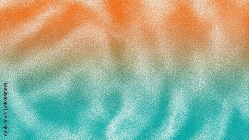 Vibrant abstract pattern with wavy texture in orange and teal hues viewed from above