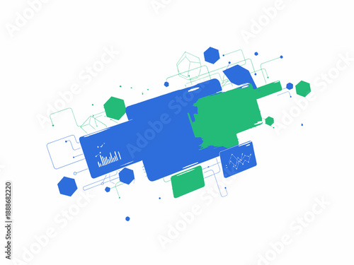 Abstract digital illustration featuring geometric shapes and vibrant colors via RJ ImageFX in a modern design concept