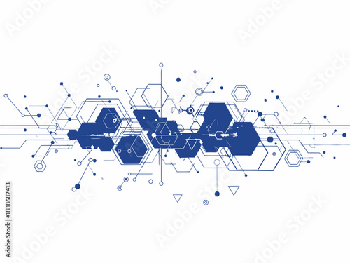 Molecular Structure Illustration Featuring Hexagons and Circuitry via ImageFX Auto