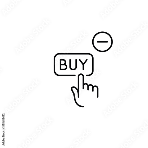Buy button and minus. Market unavailable, transaction ended. Pixel perfect, editable stroke vector icon