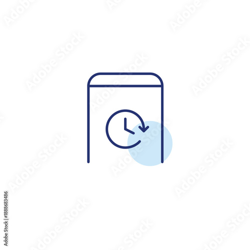 Clock on phone. Work hours, project deadline and user screen time. Pixel perfect, editable stroke vector icon
