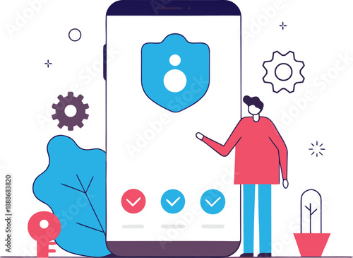 Mobile identity verification and secure user authentication illustration
