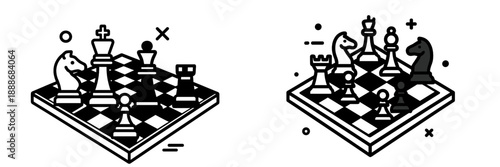 Two chessboards showing different game scenarios