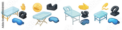 Illustration of spa and wellness items for relaxation and therapy