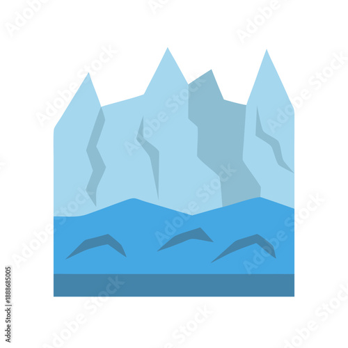 Stylized iceberg illustration with water and ocean floor detail