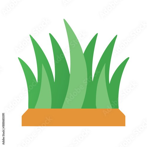 Simple flat design illustration of green grass patch isolated