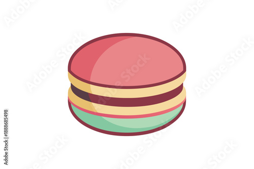 Colorful macaron cookie vector icon sweet pastry dessert illustration for bakery branding and food