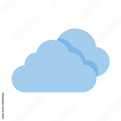 Two flat blue clouds overlayed against a White Background