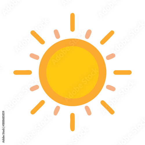Illustration of a stylized sun shining brightly on White