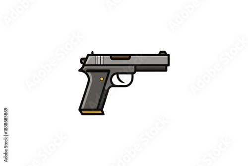 Handgun pistol weapon icon vector illustration in flat design style isolated on a white background or