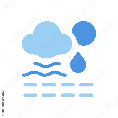 Flat illustration of cloud rain and ocean water symbol