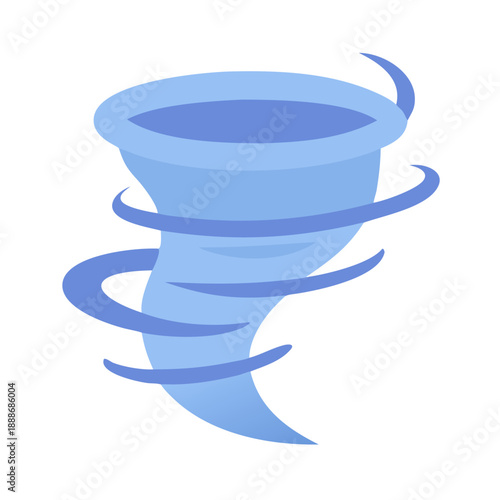Blue cartoon tornado against White Background graphic illustration