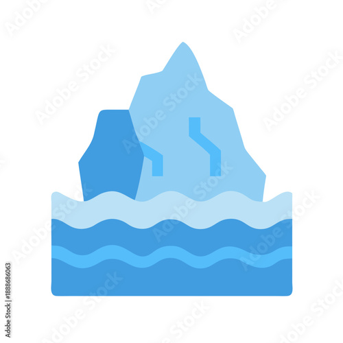 Stylized flat illustration of iceberg floating in calm water