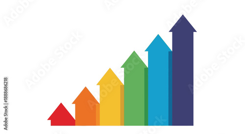 Colorful Upward Arrows Illustrating Growth and Progress in Business Data Concepts