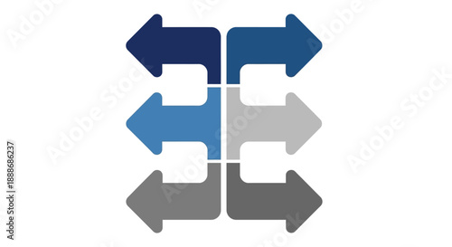 Abstract Illustration of Interlocking Arrows Showing Multiple Directions and Choices