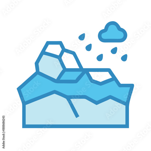 Iceberg with raindrops simple illustration for climate awareness concept