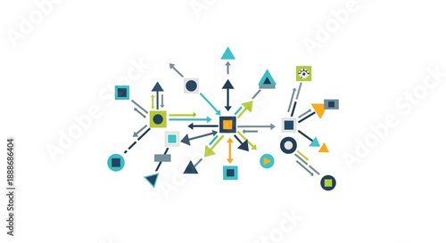 Visualizing complex digital networks with interconnected points and information exchange flow
