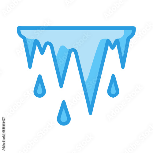 Cartoon icicle with dripping water on a White Background