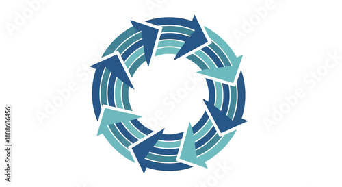 Circular Process Diagram with Flowing Arrows Representing Cycle or Workflow Progression