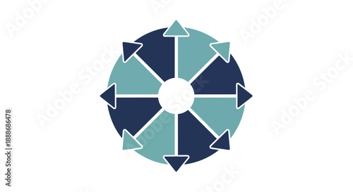 Dynamic circular infographic element showing outward expansion and interconnected choices