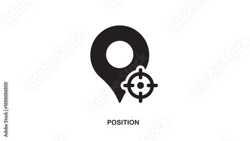 Black location pin icon with a crosshair overlay symbolizing targeting a specific position or destination on a map
