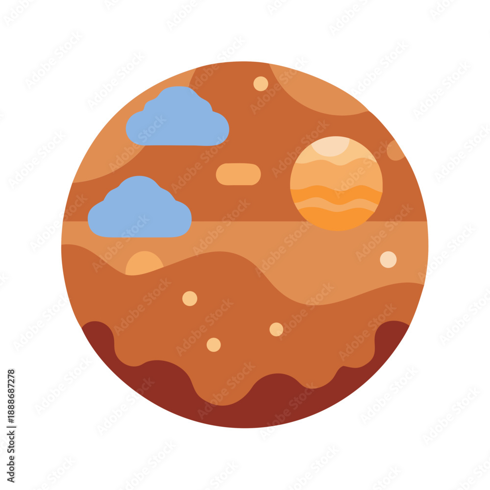 Fototapeta premium Flat illustration of a planet surface with clouds
