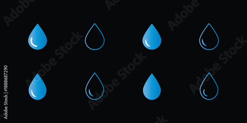 Drop icon vector collection. vector stock symbol. Water drop icon Design Template vector set for graphic work. Raindrops icon for template. Icon vector graphic set. Water drop shape icon symbol 