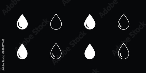 Drop icon vector collection. vector stock symbol. Water drop icon Design Template vector set for graphic work. Raindrops icon for template. Icon vector graphic set. Water drop shape icon symbol 