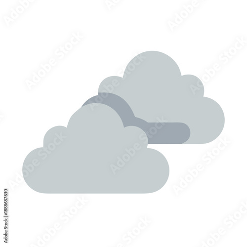 Stylized overcast weather with simple cloud shapes on White