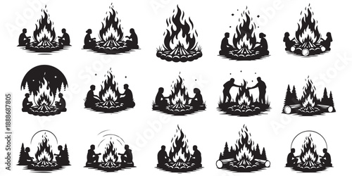 set of fire icons