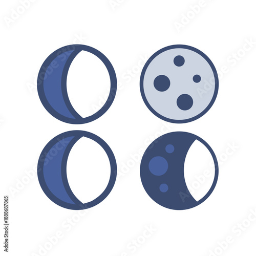 Various moon phases displayed on a White Background