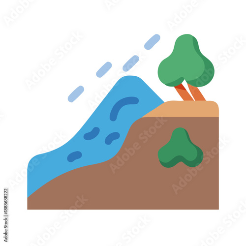 Flat vector illustration of a landscape with river