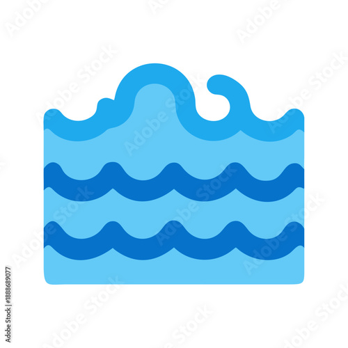 Stylized ocean waves icon in shades of blue water