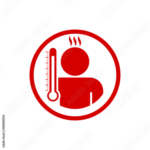 High body temperature icon isolated on white background
