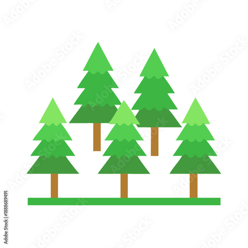 Stylized forest graphic with vibrant green trees on White