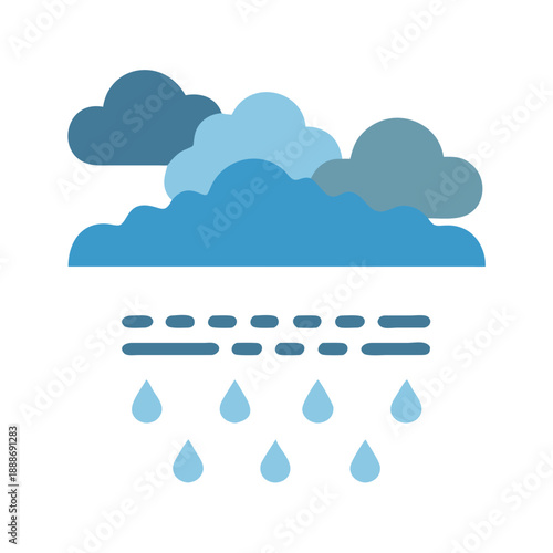 Flat design icon of rain clouds on White Background