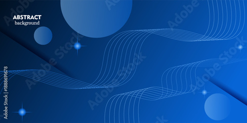 Dark blue abstract background. Futuristic tech line background with wavy light effect. eps10