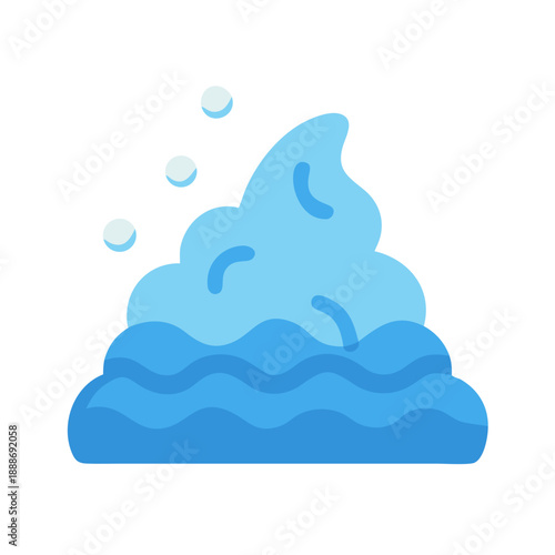 Blue soapy foam with bubbles on a black backdrop