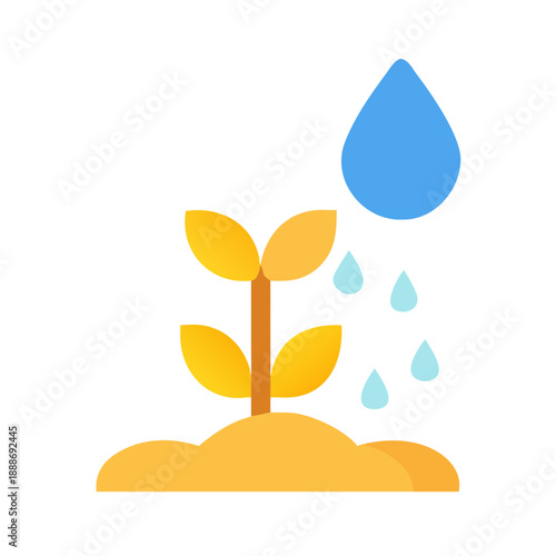 Watering a young plant shoot illustration on White Background