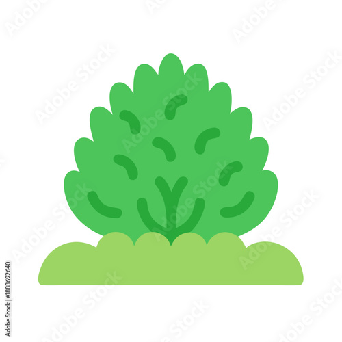 Stylized green bush on grass with White Background image