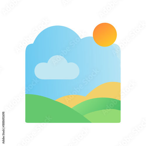 Simple and clean illustration of a sunny landscape scene