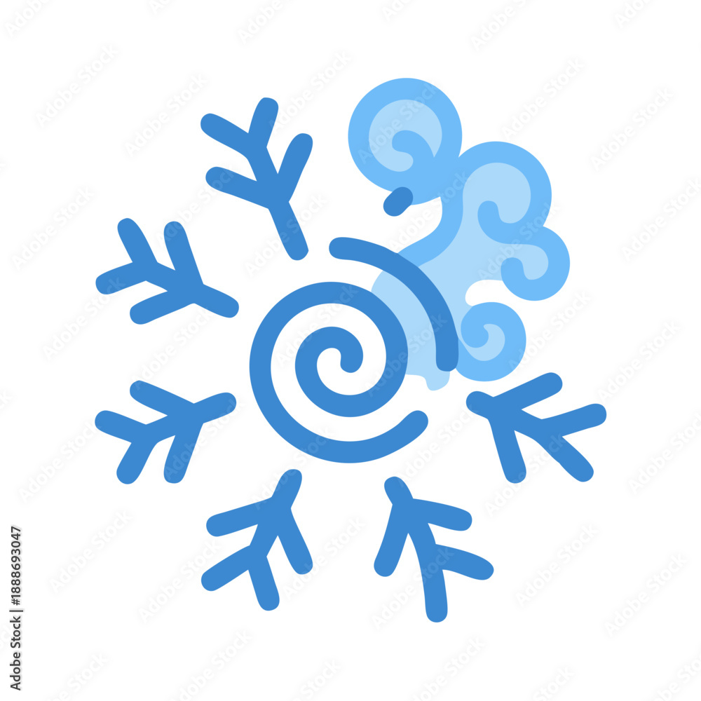 Obraz premium Stylized blue snowflake with winter wind graphic element
