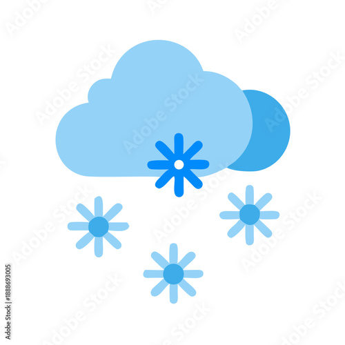 Simple graphic of a cloud with snowflakes falling down