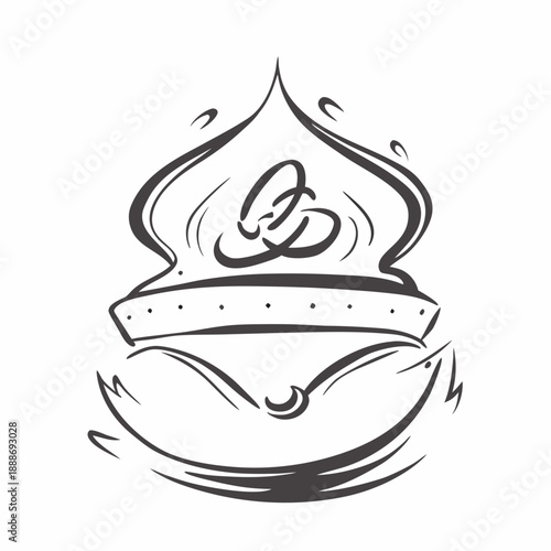 3D Alpona Water Wave Mandala with Rhythmic Curved Lines