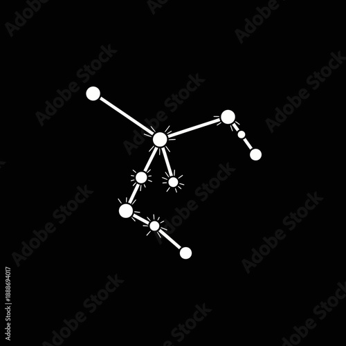 Diagram of a molecule with connected atoms and bonds on a black background.