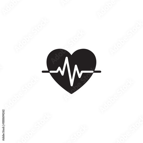 Silhouette of a heart with pulse line, healthcare concept